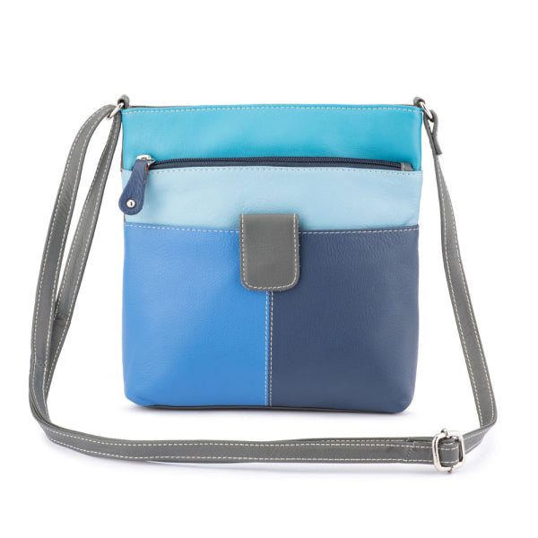 Franco Bonini - 12-242 Ladies Small Leather Shoulder Bag - Blue Multi