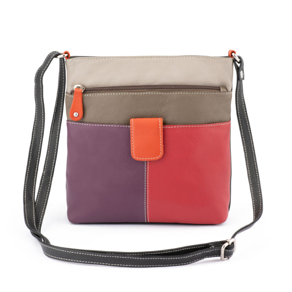 Franco Bonini - 12-242 Ladies Small Leather Shoulder Bag - Purple/Multi