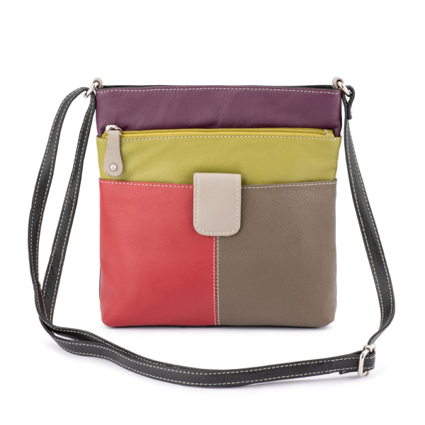 Franco Bonini - 12-242 Ladies Small Leather Shoulder Bag - RedMulti