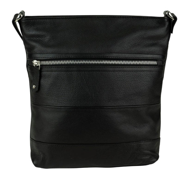 Franco Bonini - 1304 Striped leather shoulder bucket bag - Black-1