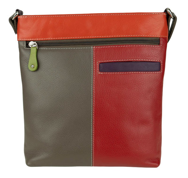 Franco Bonini - 1304 Striped leather shoulder bucket bag - Orange Multi - 0