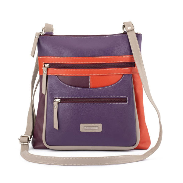 Franco Bonini - 21-0023 Leather front pocket Handbag - Purple/Multi