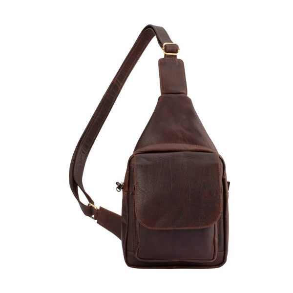 Franco Bonini - 23-0010 Leather sling backpack - Brown-1