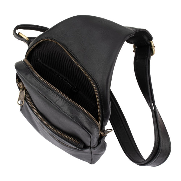 Franco Bonini - 23-0011 Leather sling backpack - Black-3