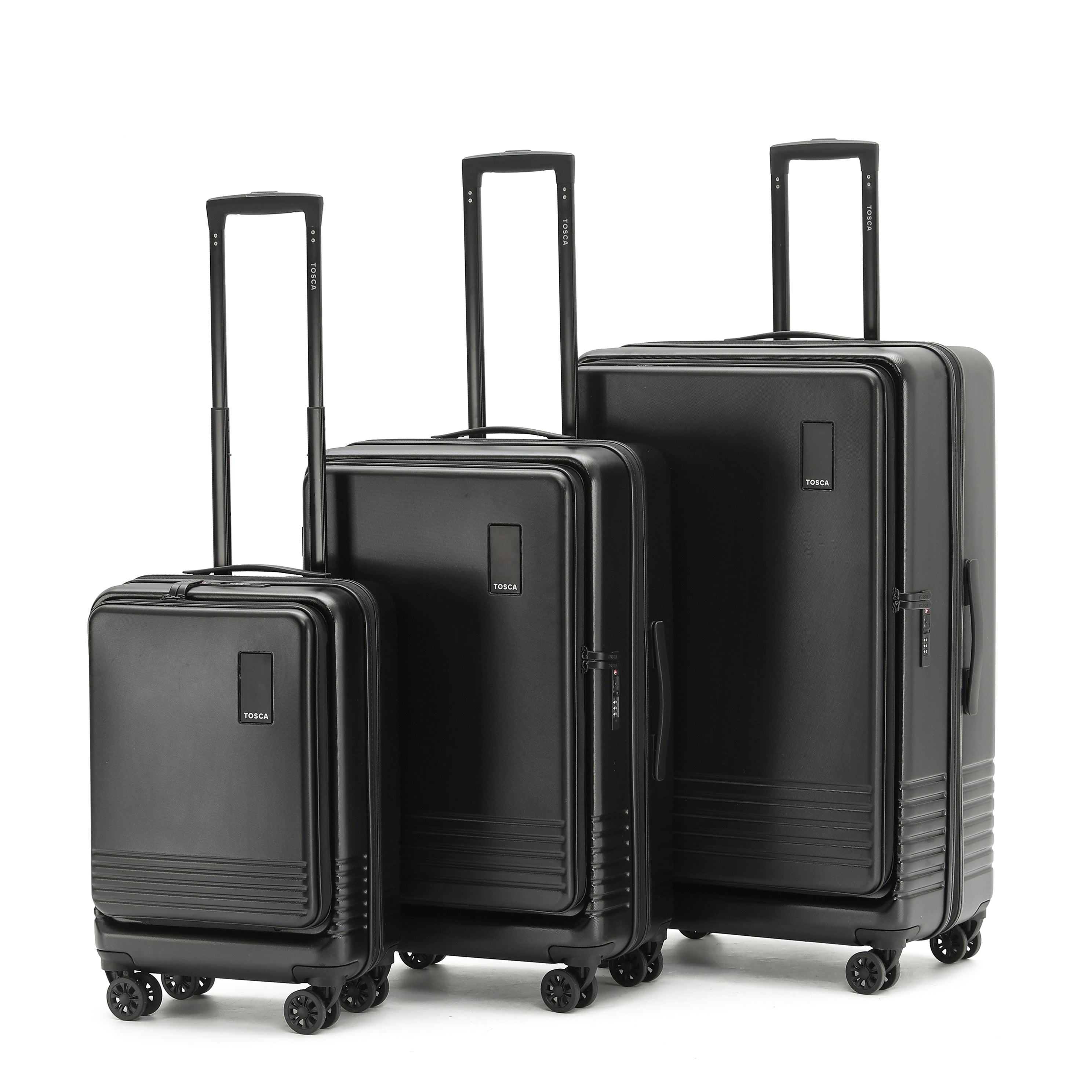 Tosca - TCA644 Horizon Front lid opening Set of 3 suitcases - Black-2