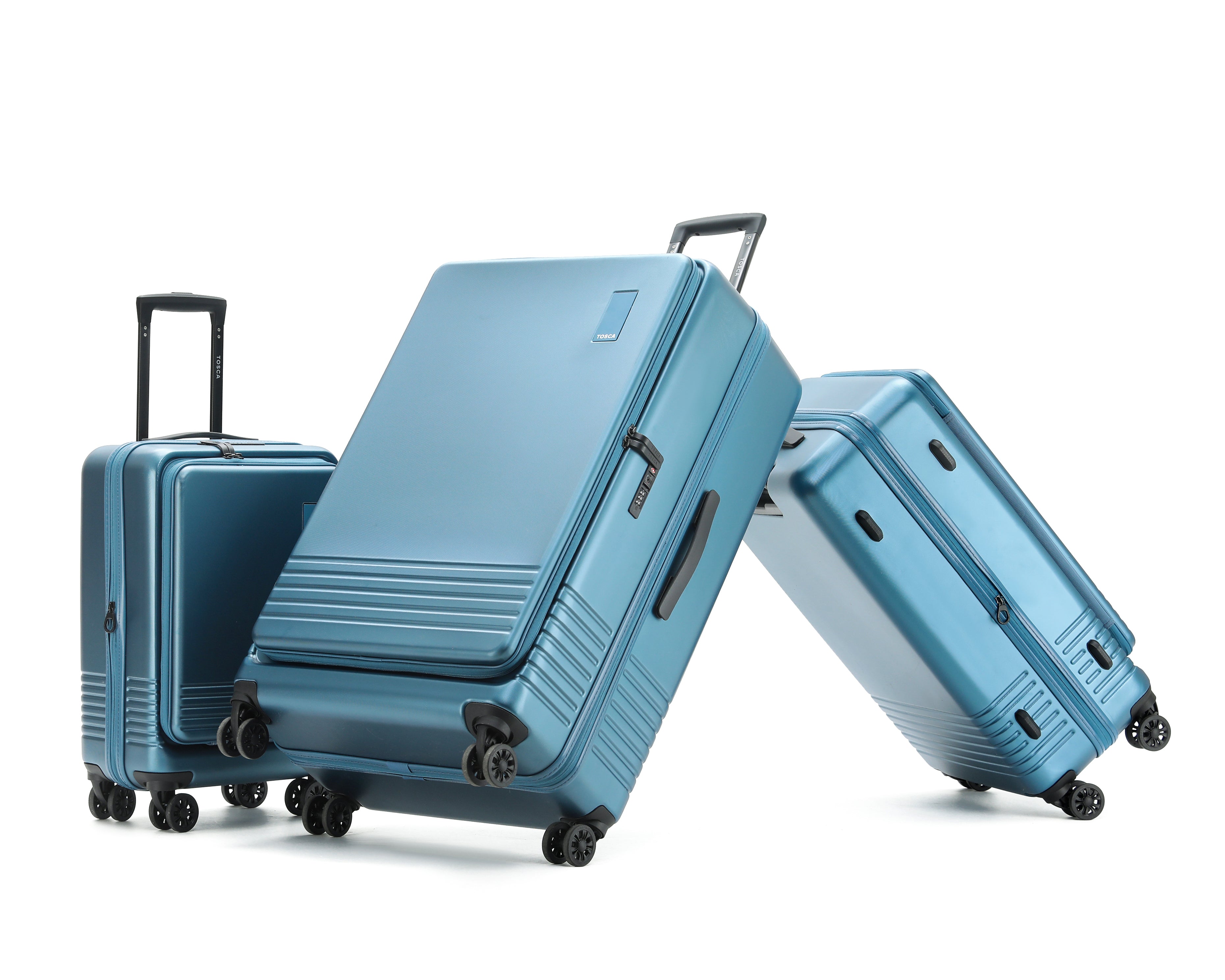 Tosca - TCA644 Horizon Front lid opening Set of 3 suitcases - Blue-3