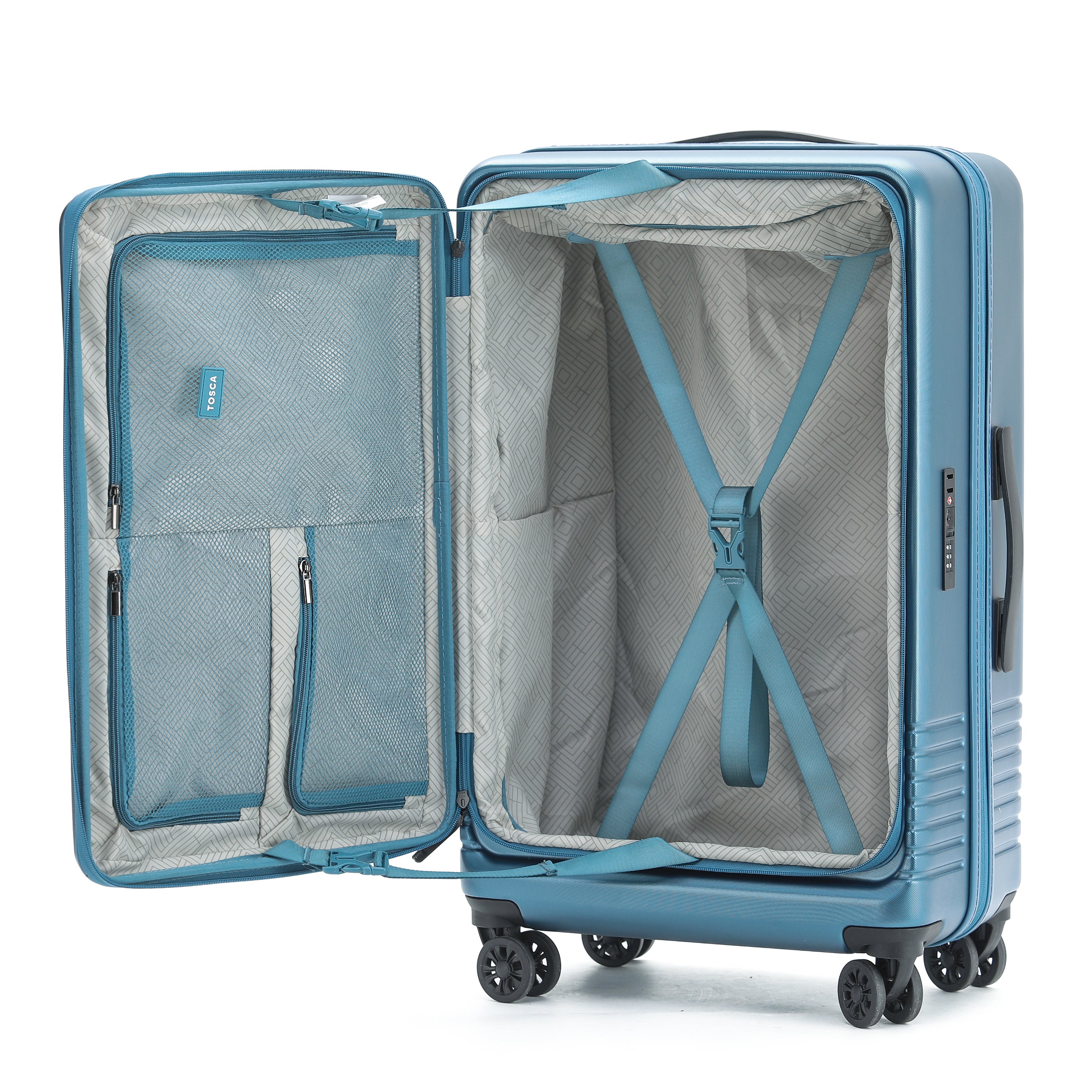 Tosca - TCA644 Horizon Front lid opening Set of 3 suitcases - Blue-13