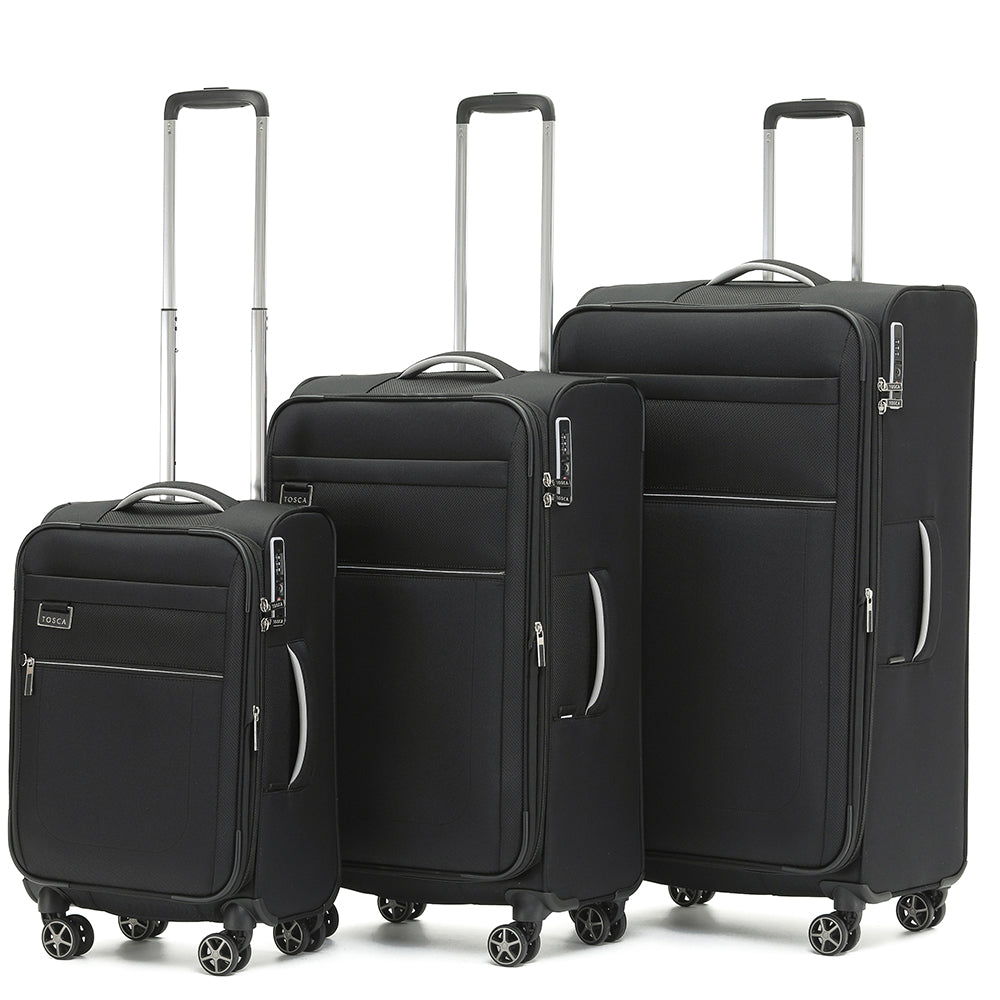 Tosca - VEGA set of 3 suitcases (L-M-S) - Black - 0
