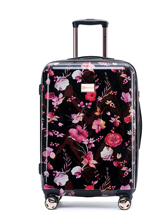 Tosca - Bloom 25in Medium suitcase - Black/Pink-1