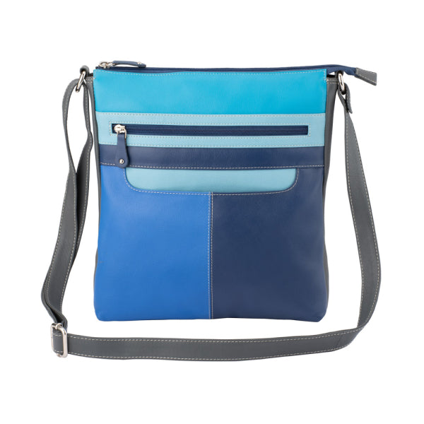 Franco Bonini - 4557 Slim Shoulder Crossbody Leather Bag - Blue Multi