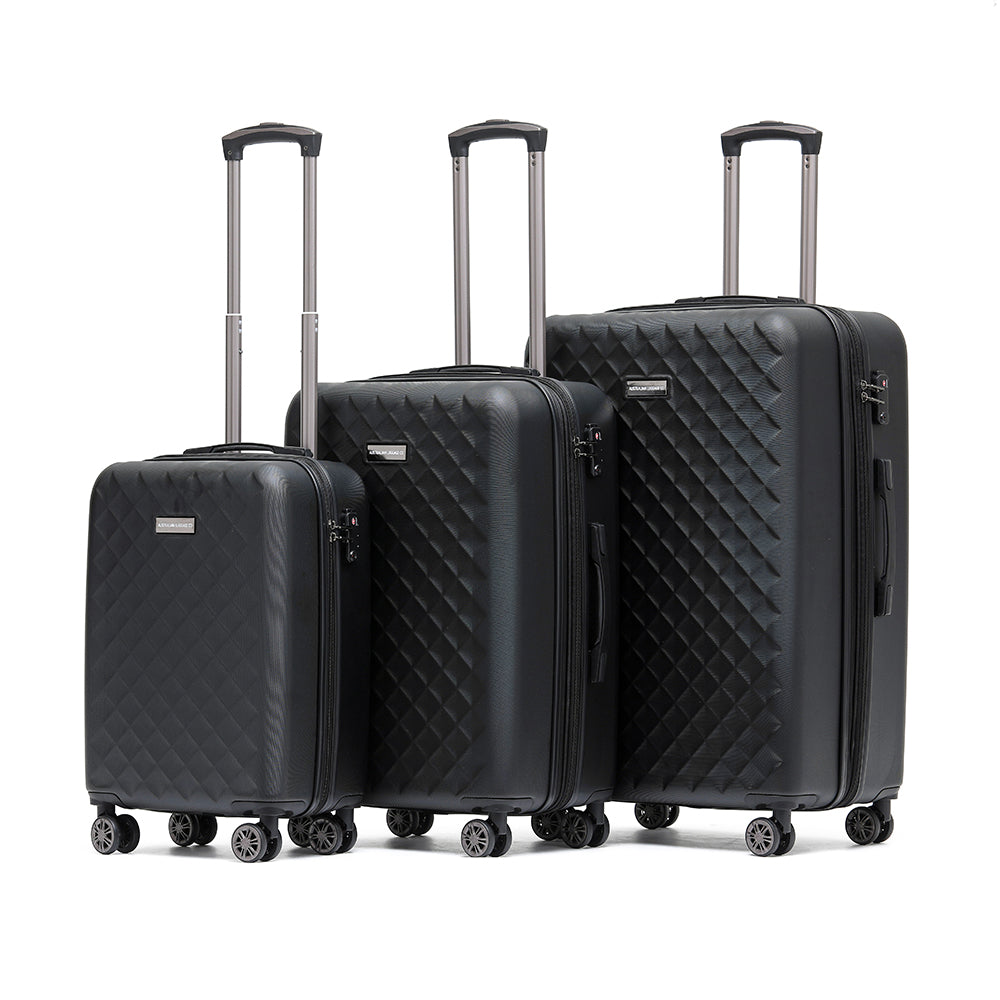Aus Luggage - Venice Set 3 Suitcases 29-25-20 - Black