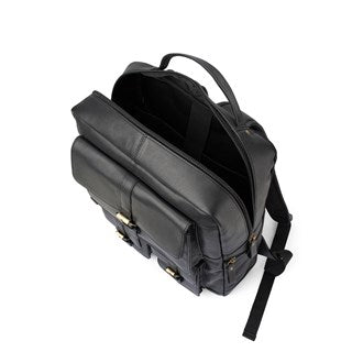 b. - BP016 Square Leather backpack - Black-3