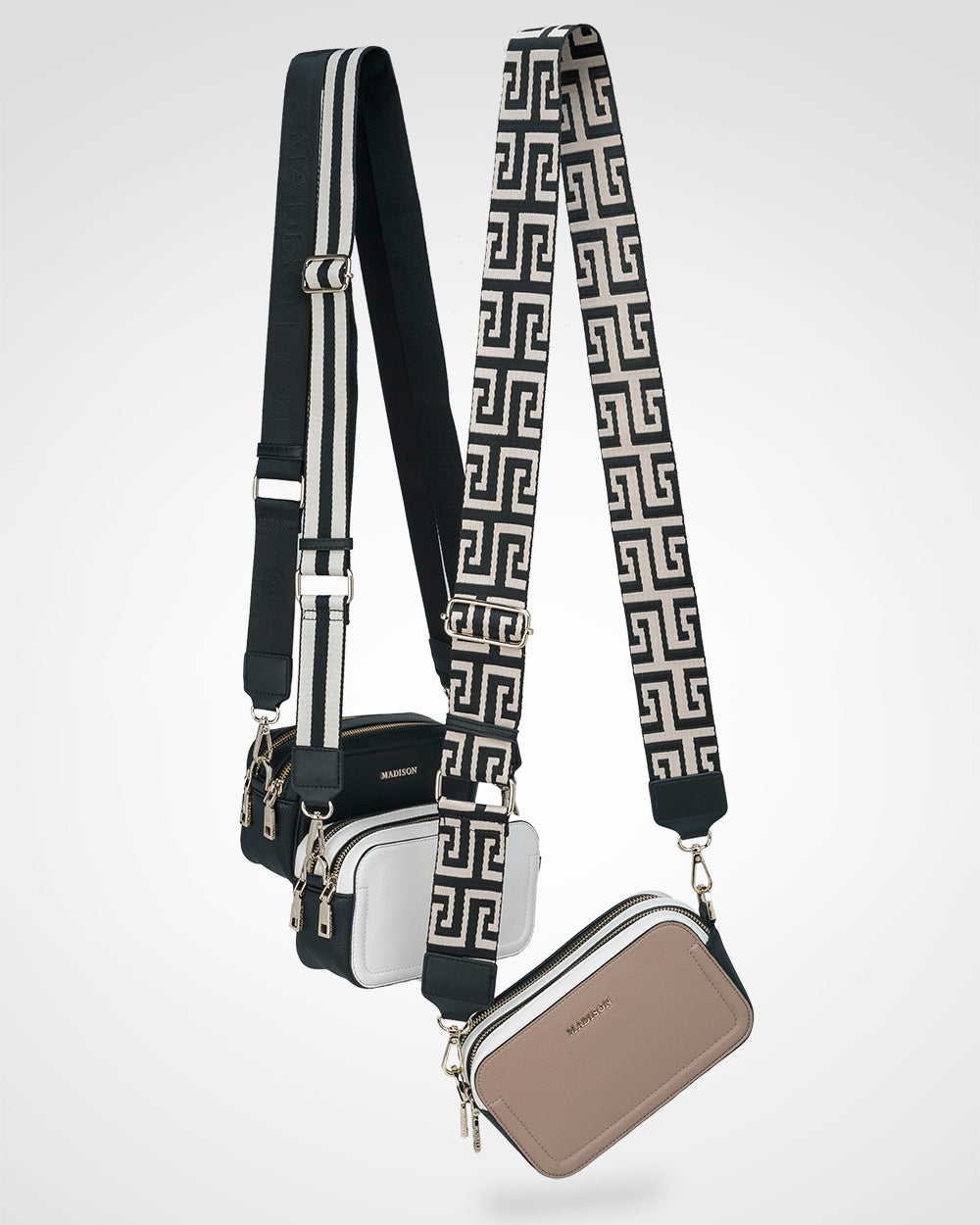 Maddie Double Zip Camera Crossbody Bag + Graphic Bag Strap - 0