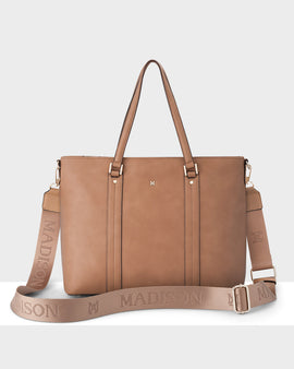 Tara Laptop Tote Work Bag + Monogram Bag Strap