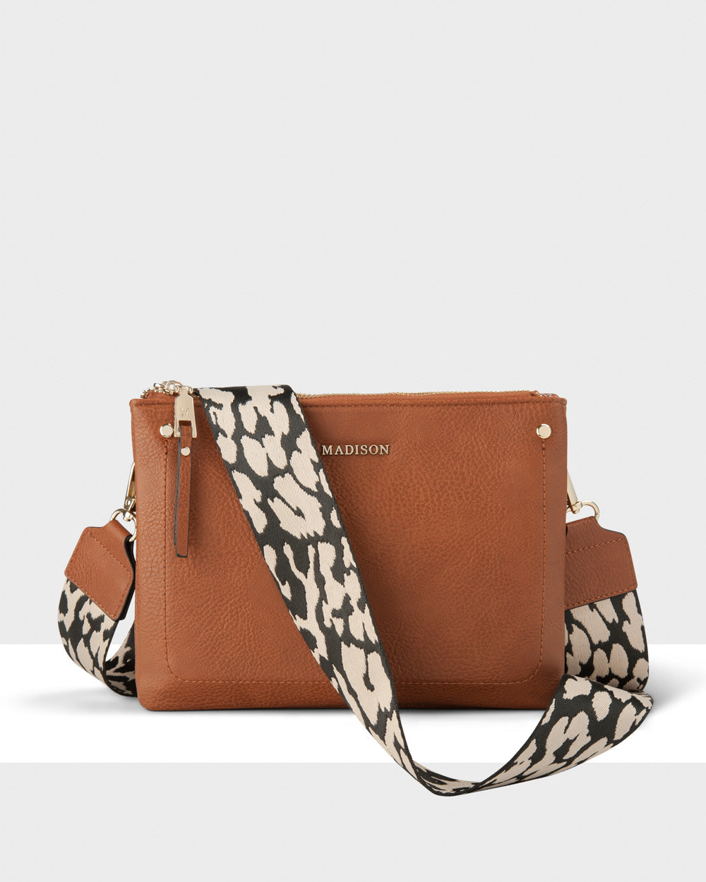 Charlotte Double Zip Crossbody Bag + Leopard Bag Strap-1
