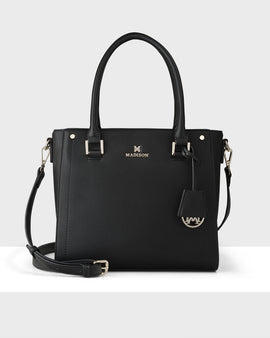 Angie Medium 3 Compartment Satchel Bag + Monogram Bag Strap - 0