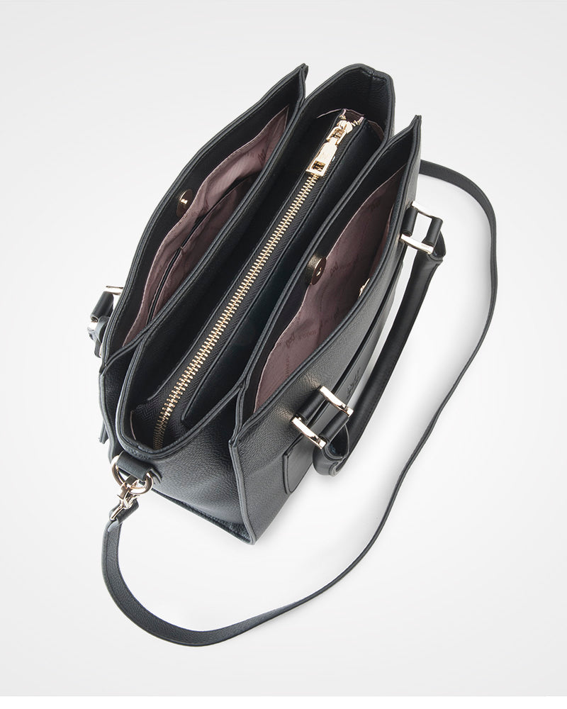 Angie Medium 3 Compartment Satchel Bag + Metallic Stripe Bag Strap-5