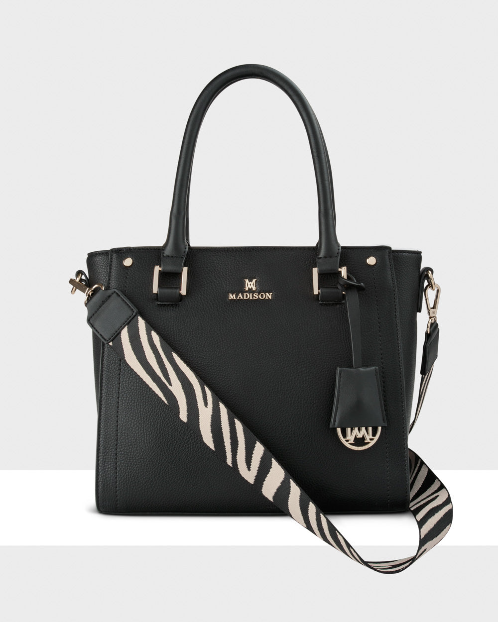 Angie Medium 3 Compartment Satchel Bag + Zebra Bag Strap