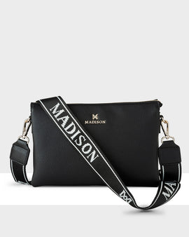 Avery 3 Compartment Crossbody Bag + Monogram Stripe Bag Strap