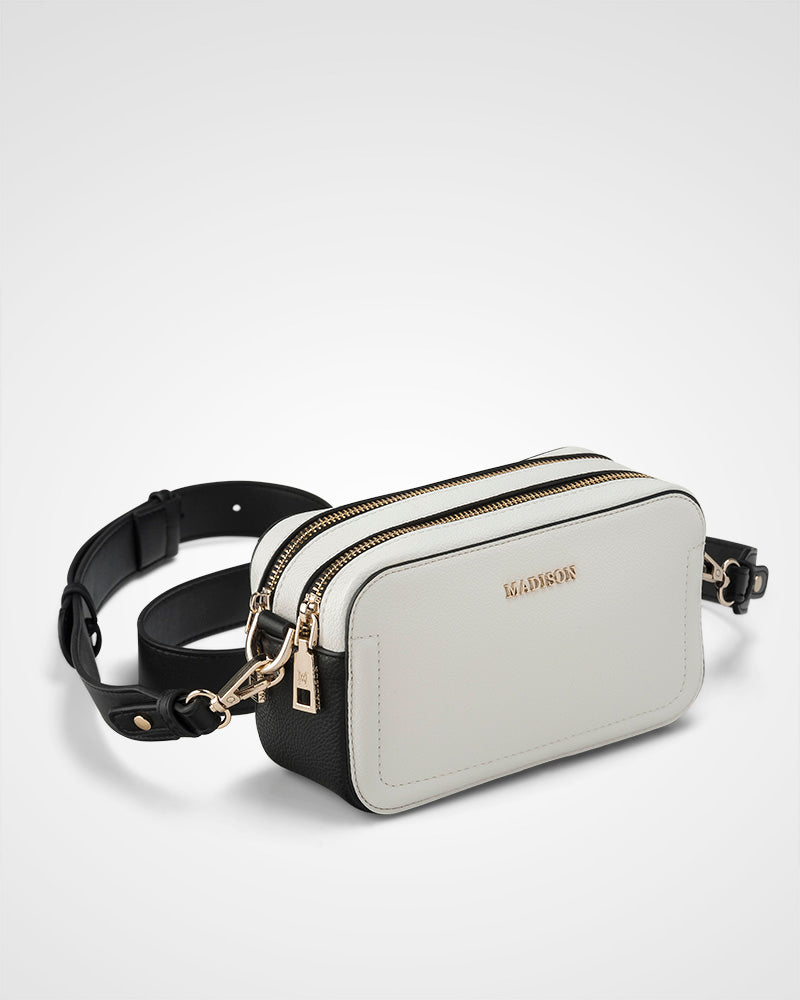 Maddie Double Zip Camera Crossbody Bag With Wide Strap-3