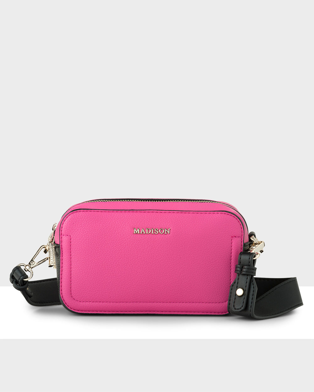 Maddie Double Zip Camera Crossbody Bag With Wide Strap