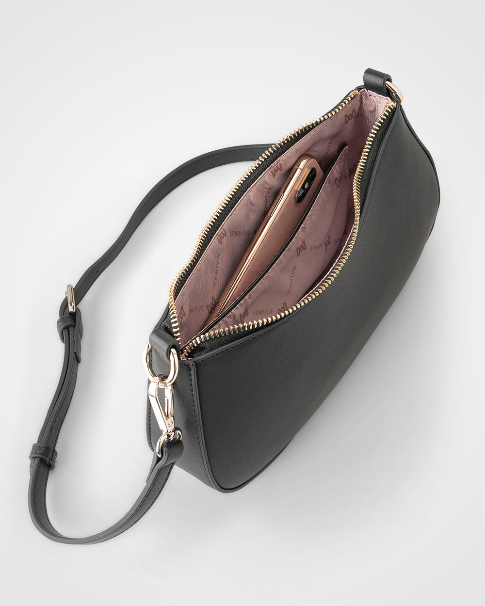 Alina Small Zip Top Shoulder Bag With Monogram & Crossbody Strap-9