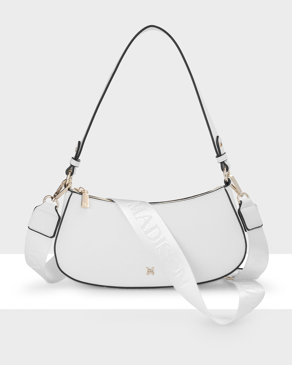 Alina Small Zip Top Shoulder Bag With Monogram & Crossbody Strap