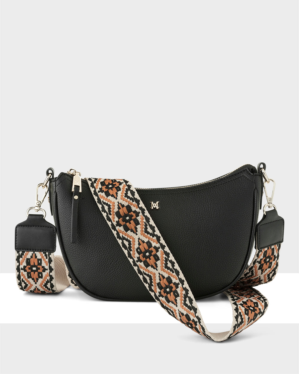 Layla Zip Top Curved Crossbody With Aztec Strap
