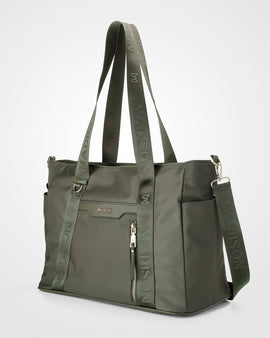 Anita Large Nylon Tote Bag With Monogram Webbing Strap - 0