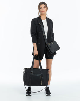 Anita Large Nylon Tote Bag With Monogram Webbing Strap - 0