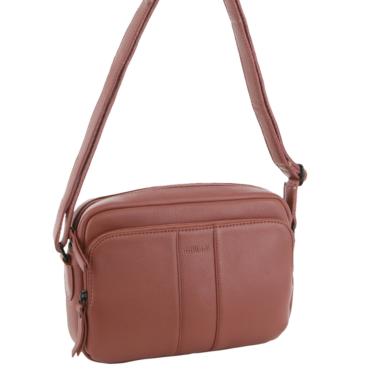 Milleni - NL3871 Small leather sidebag - Rose - 0