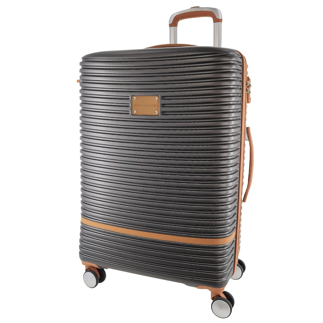 Pierre Cardin - PC3937L 80cm Large PU Trim Fashion Suitcase - Charcoal