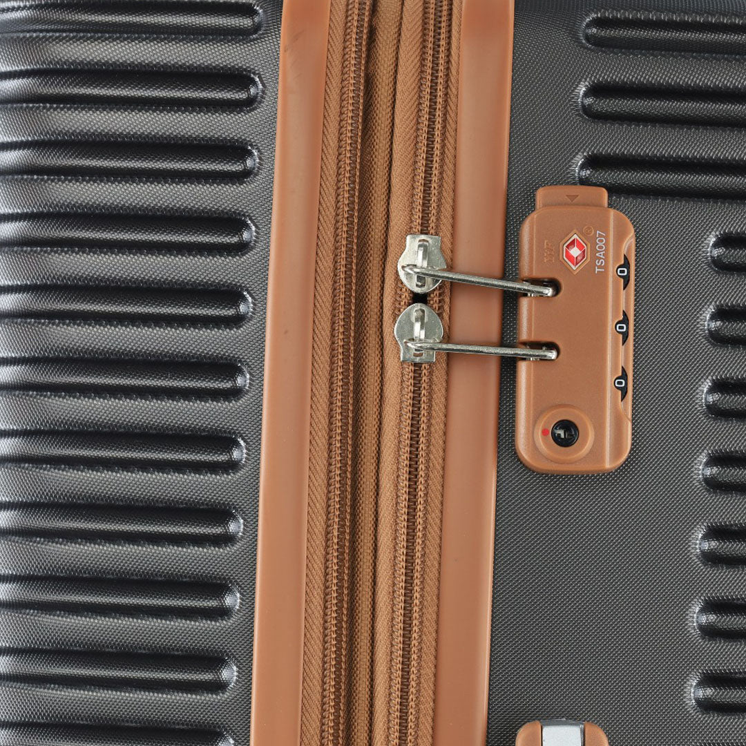 Pierre Cardin - PC3937L 80cm Large PU Trim Fashion Suitcase - Charcoal - 0
