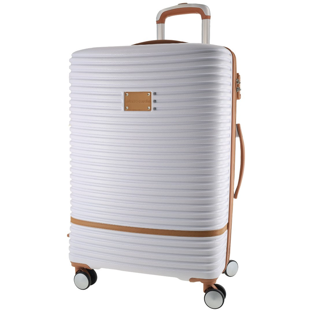Pierre Cardin - PC3937L 80cm Large PU Trim Fashion Suitcase - White - 0