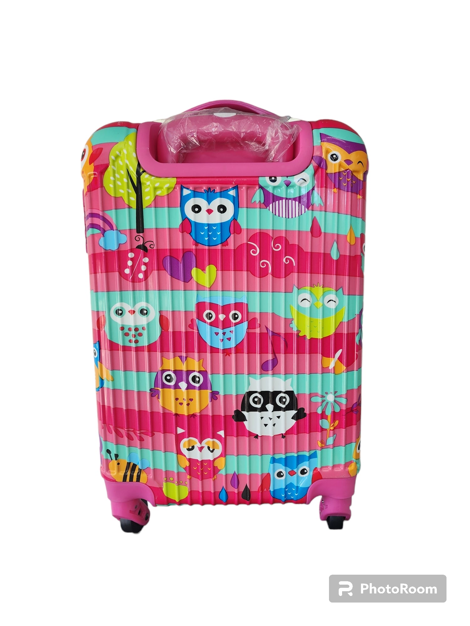 Kidz Bagz -55cm Owl print spinner suitcase - Pink