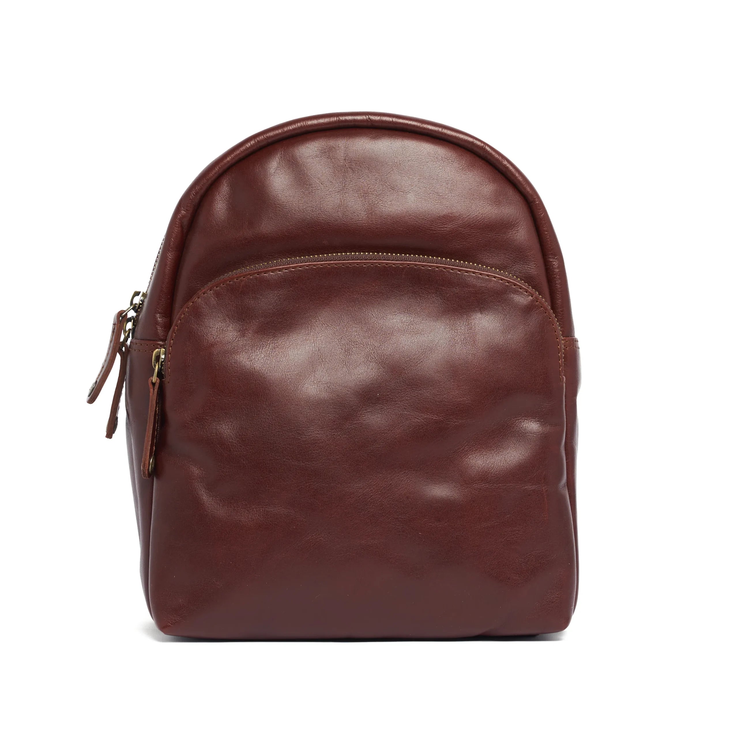 brandy leather backpack Oran - RH-2368 Small Rounded leather backpack