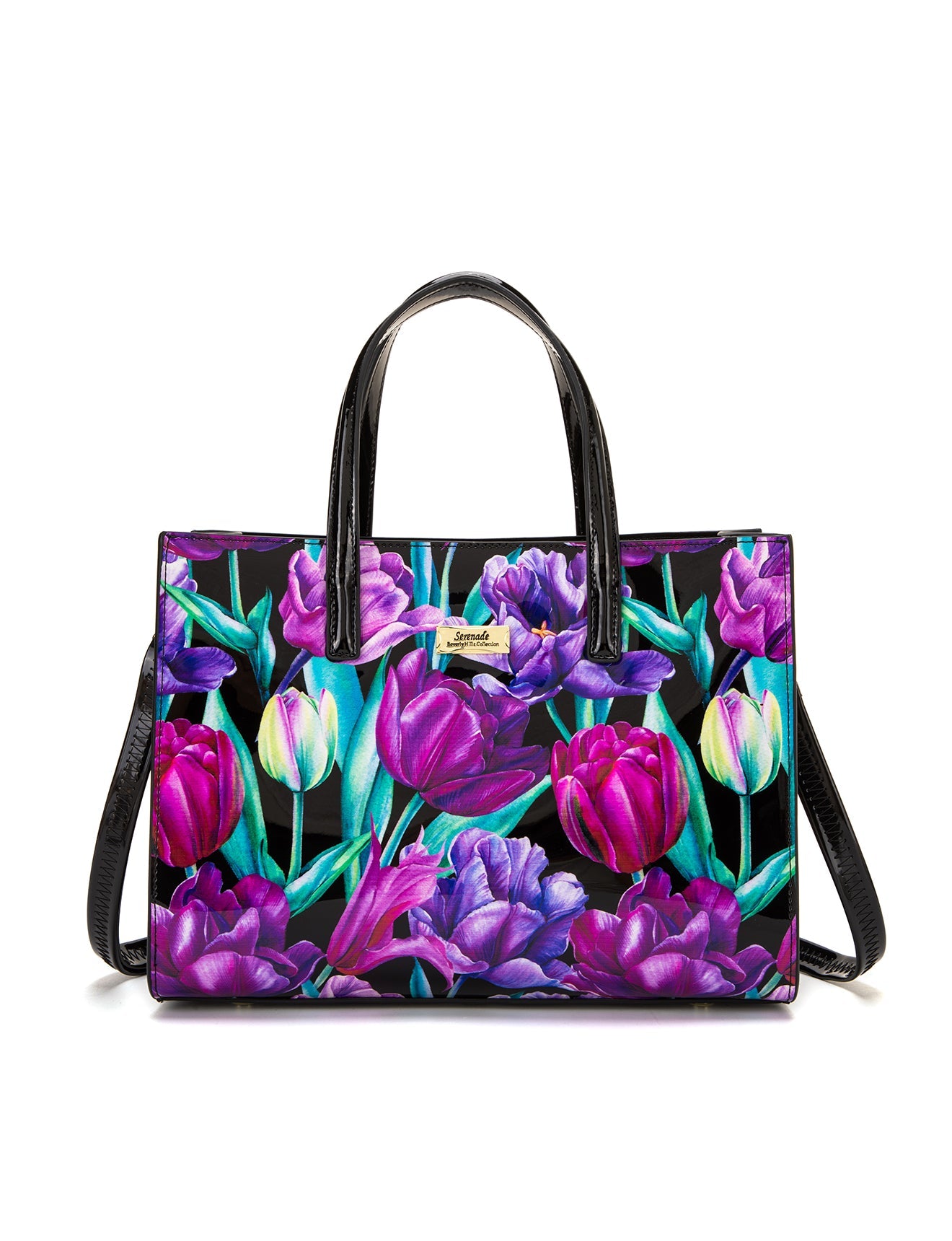 Serenade - SN92-0821 Tulip Grip Handle Leather bag - Floral-1