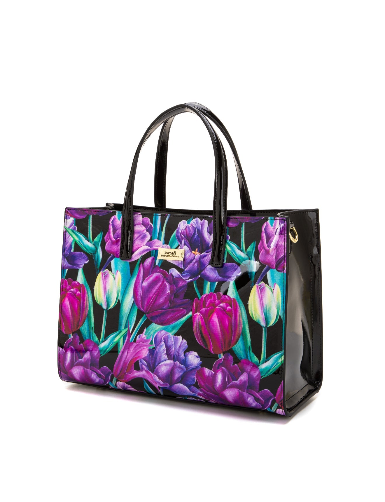 Serenade - SN92-0821 Tulip Grip Handle Leather bag - Floral-3