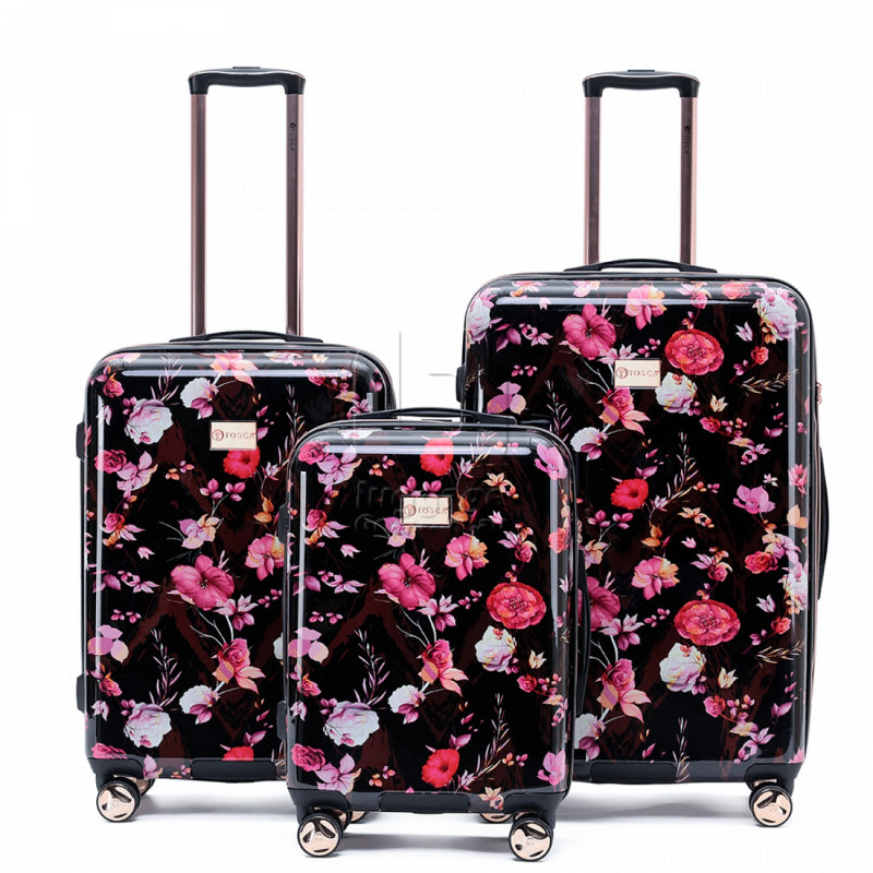 Pink and 2025 black suitcase