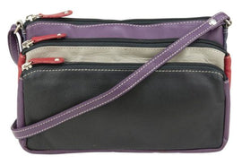 Franco Bonini 12-221 Small 3zip leather handbag - Black Multi - 0