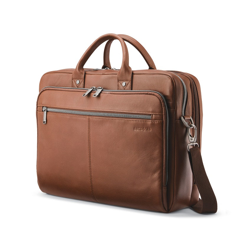 Samsonite - Classic Leather Top Loader Briefcase - Cognac