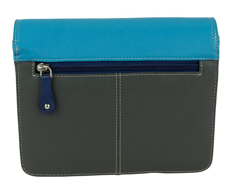 Franco Bonini - Ladies Leather Organiser Handbag - Blue/Multi - 0