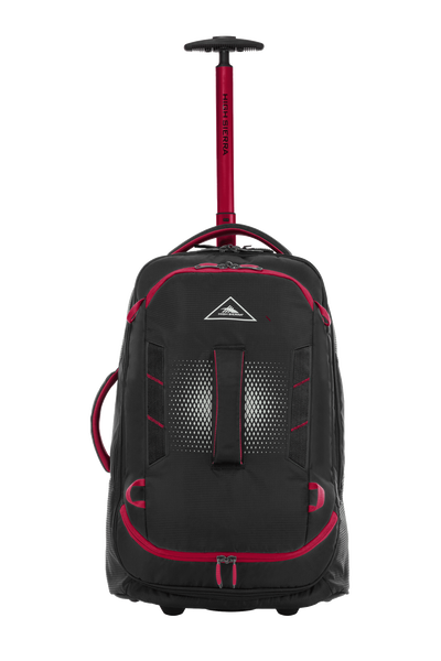 High Sierra - Composite V4 56cm Small RFID Wheeled Duffle With Backpack Straps - Black/Red