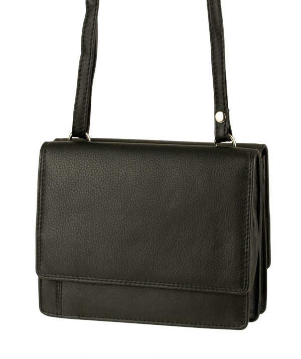 Franco Bonini - 19-070 Leather 2 sided Organiser Handbag - Black
