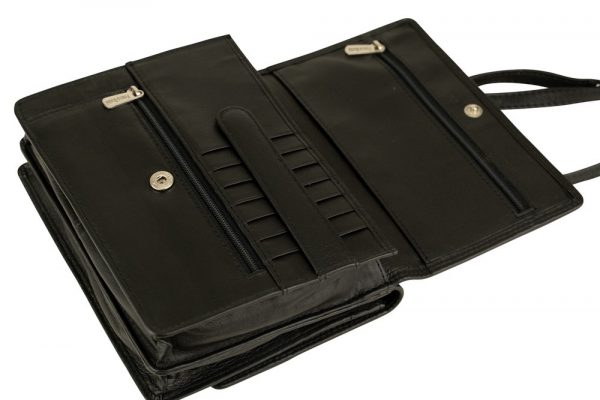 Franco Bonini - 19-070 Leather 2 sided Organiser Handbag - Black - 0