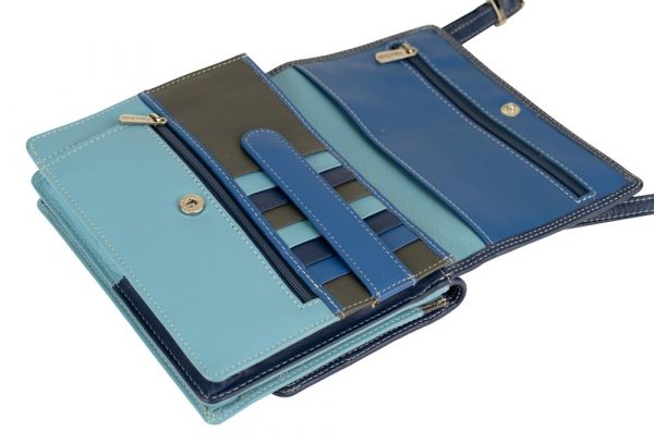 Franco Bonini - 19-070 Leather 2 sided Organiser Handbag - Blue/Mulit-2