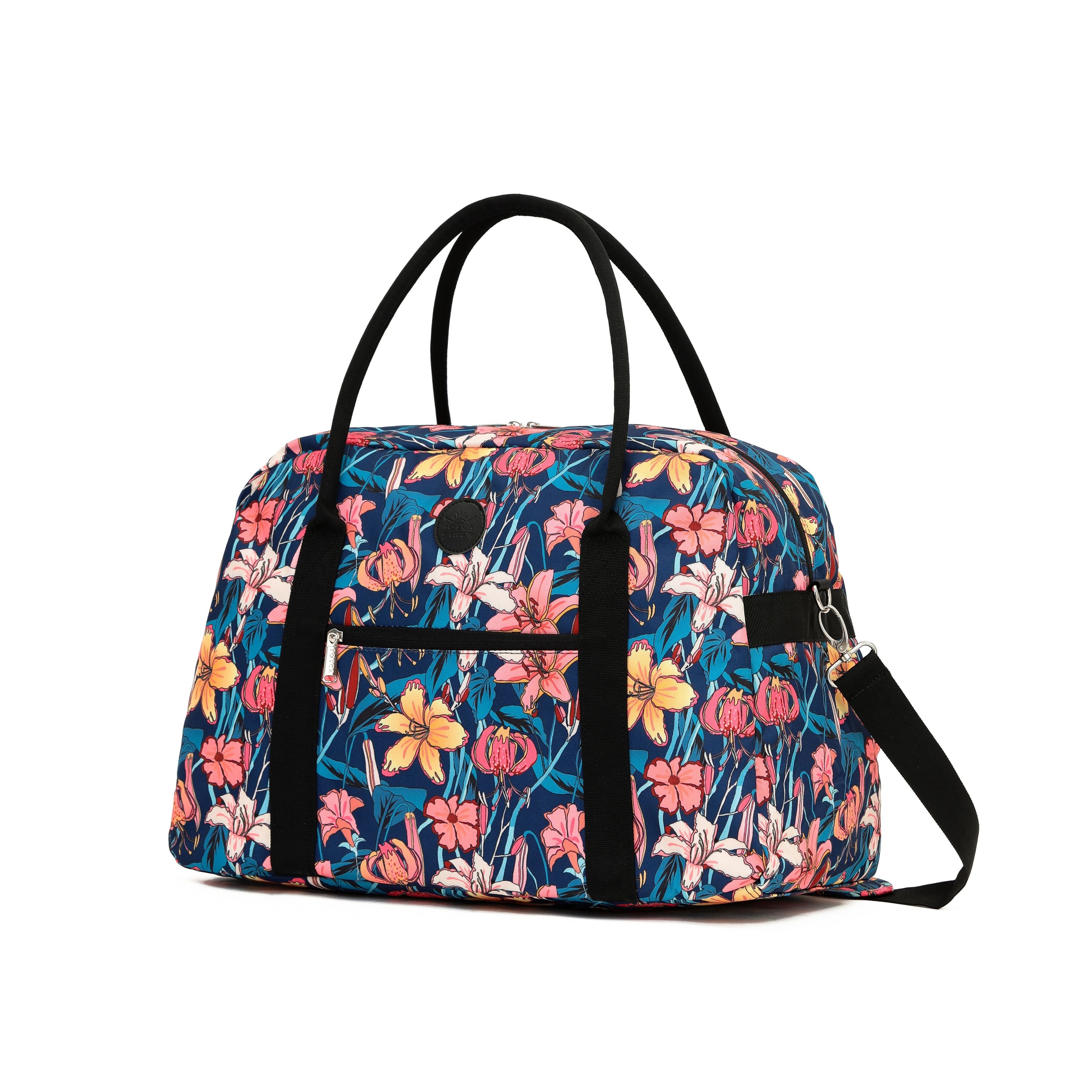 Tosca - TCA935 Fashion Tote/Duffle Bag - Blue Flowers-1
