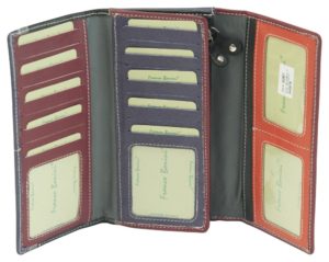 Franco Bonini - 4207 Ladies Large Leather Wallet - Black/Multi - 0