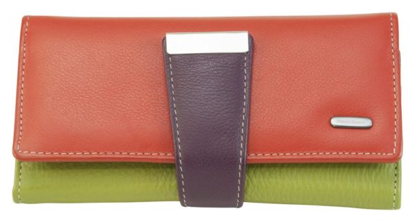 Franco Bonini - 4207 Ladies Large Leather Wallet - Orange/Multi-1