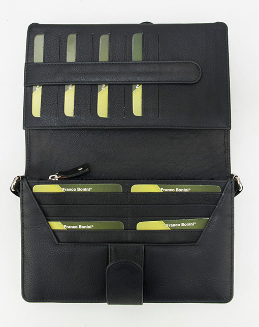 Franco Bonini - 481A Leather Organised Handbag/Wallet - Black - 0